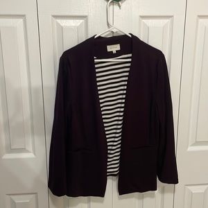 Dark purple polyester/spandex blazer.